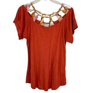 Baraschi Rust Open Collar Top M